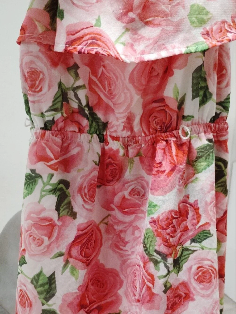 Girls Pink Rose Print Sundress - Floral Spaghetti Strap Dress